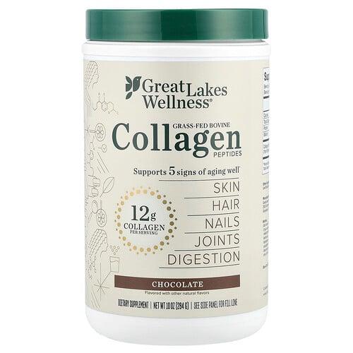 Great Lakes Wellness Grass Fed Bovine Collagen Peptides Chocolate 10 Oz 284 G