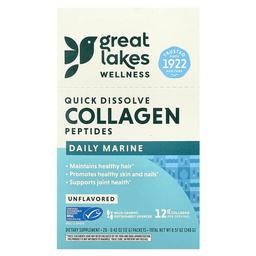 Great Lakes Wellness Quick Dissolve Collagen Peptides Daily Marine Unflavored 20 Packets 0 42 Oz 12 G Each