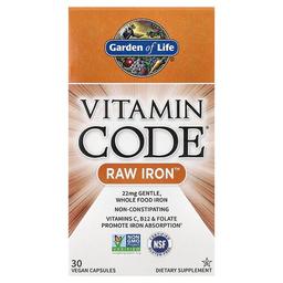 Garden Of Life Vitamin Code Raw Iron 30 Vegan Capsules