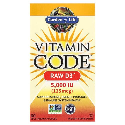 Garden Of Life Vitamin Code Raw D3 125 Mcg 5 000 Iu 60 Vegetarian Capsules