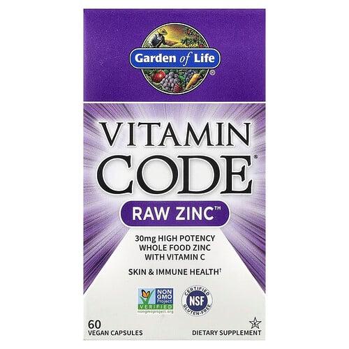 Garden Of Life Vitamin Code Raw Zinc With Vitamin C 60 Vegan Capsules