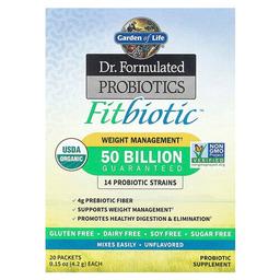 Garden Of Life Dr Formulated Probiotics Fitbiotic Unflavored 50 Billion Cfu 20 Packets 0 15 Oz 4 2 G Each