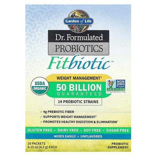 Garden Of Life Dr Formulated Probiotics Fitbiotic Unflavored 50 Billion Cfu 20 Packets 0 15 Oz 4 2 G Each