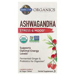 Garden Of Life Organics Ashwagandha 60 Vegan Tablets 600 Mg Per Tablet