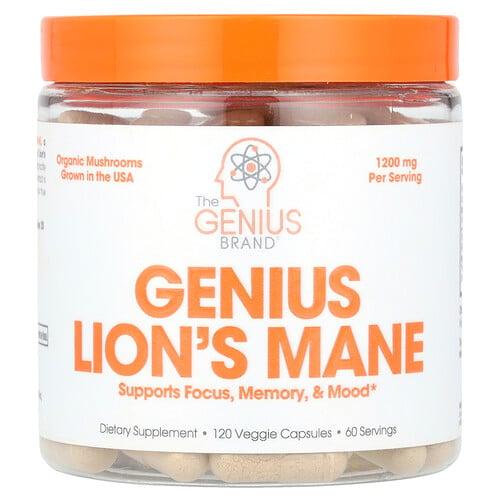 The Genius Brand Genius Lion S Mane 120 Veggie Capsules 600 Mg Per Capsule