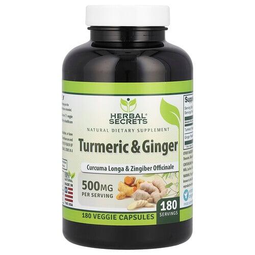Herbal Secrets Turmeric Ginger 500 Mg 180 Veggie Capsules