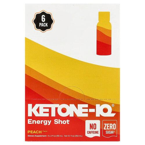 Ketone Iq Energy Shot Peach Caffeine Free 6 Bottles 2 Fl Oz 59 Ml Each