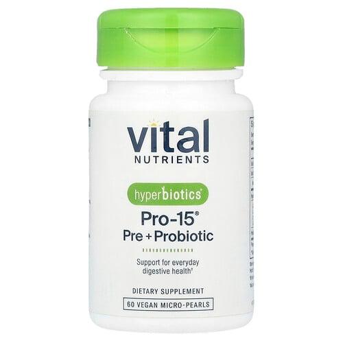 Vital Nutrients Hyperbiotics Pro 15 Pre Probiotic 60 Vegan Micro Pearls