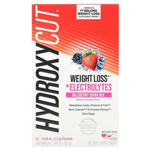 Hydroxycut Weight Loss Electrolytes Drink Mix Wildberry 21 Packets 0 09 Oz 2 5 G Each
