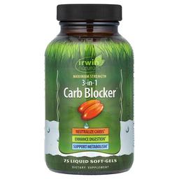 Irwin Naturals 3 In 1 Carb Blocker Maximum Strength 75 Liquid Soft Gels