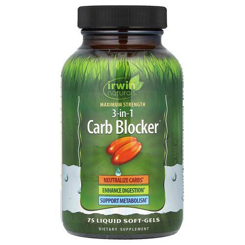 Irwin Naturals 3 In 1 Carb Blocker Maximum Strength 75 Liquid Soft Gels product image