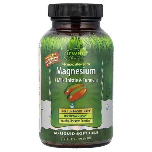 Irwin Naturals Advanced Absorption Magnesium Milk Thistle Turmeric 60 Liquid Soft Gels