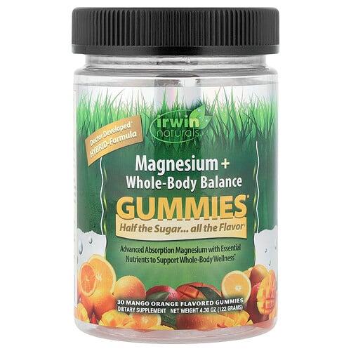 Irwin Naturals Magnesium Whole Body Balance Gummies Mango Orange 30 Gummies