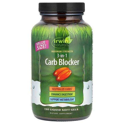 Irwin Naturals 3 In 1 Carb Blocker Maximum Strength 150 Liquid Soft Gels