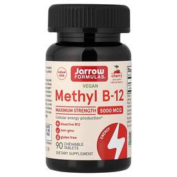 Jarrow Formulas Vegan Methyl B 12 Cherry 5 000 Mcg 90 Chewable Tablets