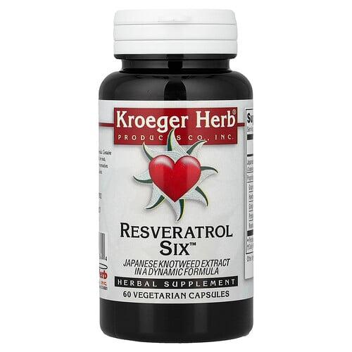 Kroeger Herb Co Resveratrol Six 60 Vegetarian Capsules