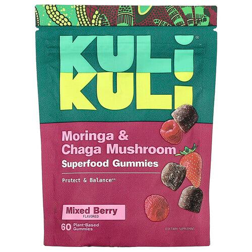 Kuli Kuli Superfood Gummies Moringa Chaga Mushroom Mixed Berry 60 Plant Based Gummies
