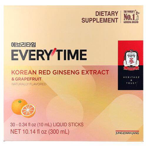 Jungkwanjang Korean Red Ginseng Extract Everytime Grapefruit 30 Liquid Sticks 0 34 Fl Oz 10 Ml Each