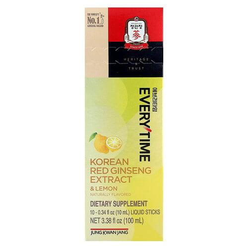 Jungkwanjang Korean Red Ginseng Extract Everytime Lemon 10 Liquid Sticks 0 34 Fl Oz 10 Ml Each product image
