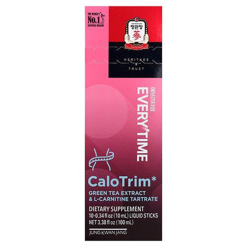 Jungkwanjang Everytime Calotrim Green Tea Extract L Carnitine Tartrate 10 Liquid Sticks 0 34 Fl Oz 10 Ml Each