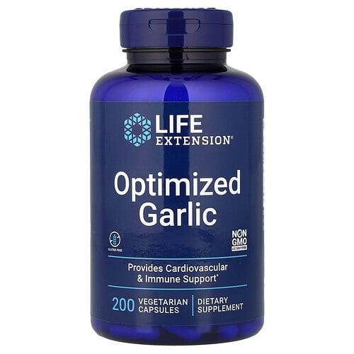 Life Extension Optimized Garlic 200 Vegetarian Capsules 600 Mg Per Capsule