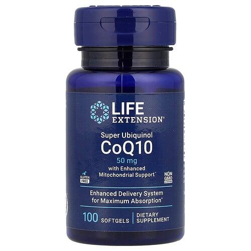 Life Extension Super Ubiquinol Coq10 With Enhanced Mitochondrial Support 50 Mg 100 Softgels