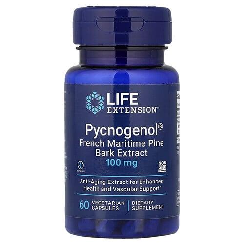 Life Extension Pycnogenol French Maritime Pine Bark Extract 100 Mg 60 Vegetarian Capsules