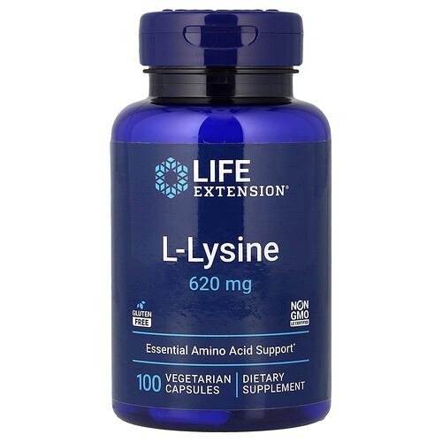 Life Extension L Lysine 620 Mg 100 Vegetarian Capsules