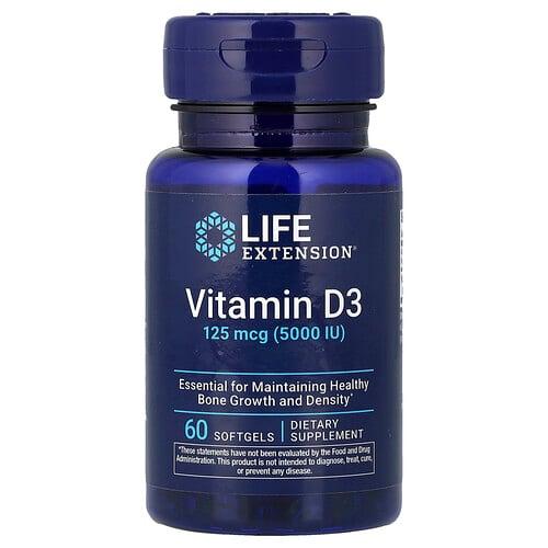 Life Extension Vitamin D3 125 Mcg 5 000 Iu 60 Softgels product image