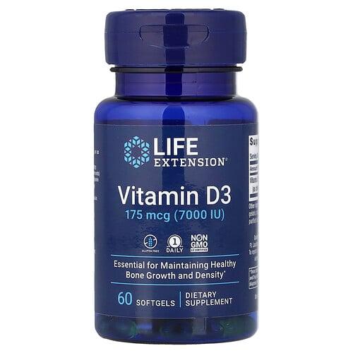 Life Extension Vitamin D3 175 Mcg 7 000 Iu 60 Softgels product image