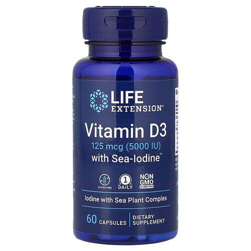 Life Extension Vitamin D3 With Sea Iodine 60 Capsules product image