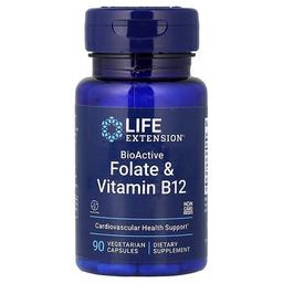 Life Extension Bioactive Folate Vitamin B12 90 Vegetarian Capsules