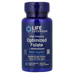 Life Extension Optimized Folate High Potency 8 500 Mcg Dfe 30 Vegetarian Tablets
