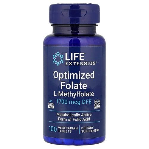 Life Extension Optimized Folate 1 700 Mcg Dfe 100 Vegetarian Tablets product image