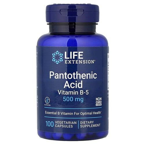 Life Extension Pantothenic Acid Vitamin B 5 500 Mg 100 Vegetarian Capsules product image