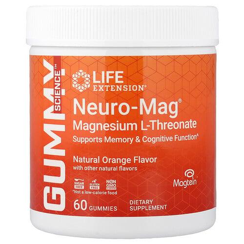 Life Extension Neuro Mag Magnesium L Threonate Natural Orange 60 Gummies 36 Mg Per Gummy