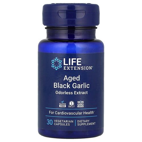 Life Extension Aged Black Garlic 30 Vegetarian Capsules 500 Mg Per Capsule