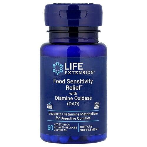 Life Extension Food Sensitivity Relief With Diamine Oxidase Dao 60 Vegetarian Delayed Release Capsules 4 3 Mg Per Capsule
