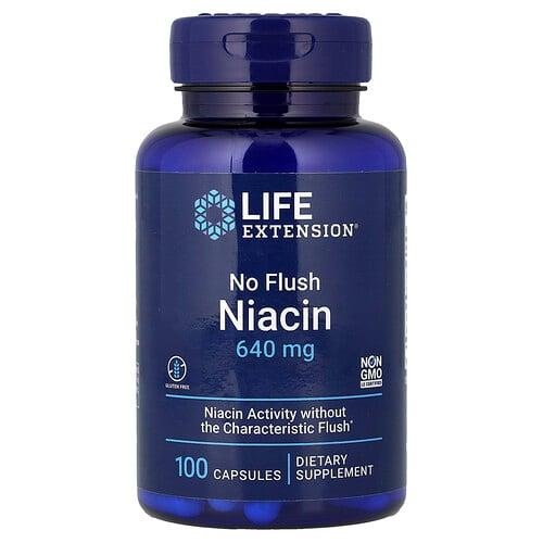 Life Extension No Flush Niacin 640 Mg 100 Capsules