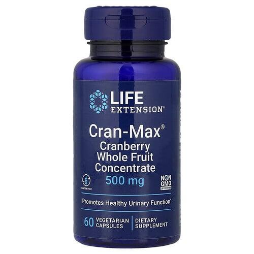 Life Extension Cran Max Cranberry Whole Fruit Concentrate 500 Mg 60 Vegetarian Capsules