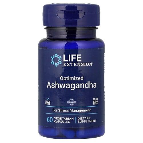 Life Extension Optimized Ashwagandha 60 Vegetarian Capsules 125 Mg Per Capsule