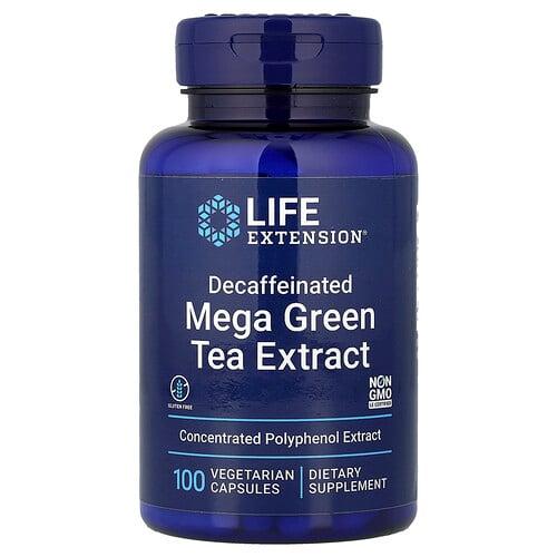 Life Extension Mega Green Tea Extract Decaffeinated 100 Vegetarian Capsules 725 Mg Per Capsule