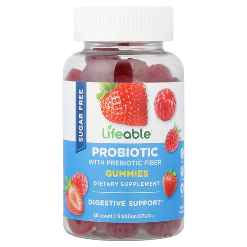 Lifeable Probiotic With Prebiotic Fiber Gummies Berry 60 Gummies