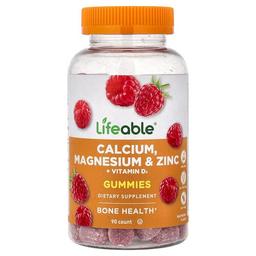 Lifeable Calcium Magnesium Zinc Vitamin D3 Gummies Raspberry 90 Gummies