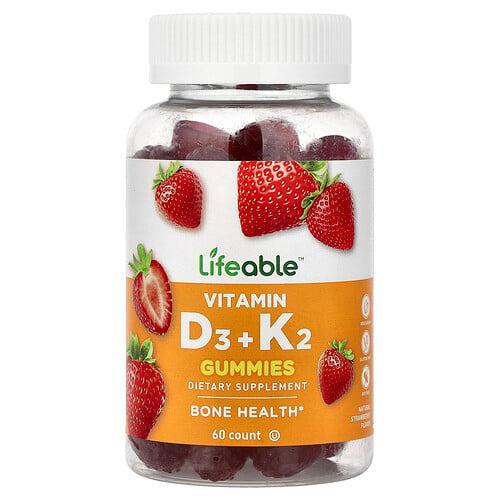 Lifeable Vitamin D3 K2 Gummies Natural Strawberry 60 Gummies product image
