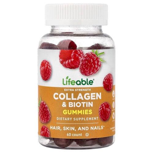 Lifeable Collagen Biotin Gummies Raspberry 60 Gummies