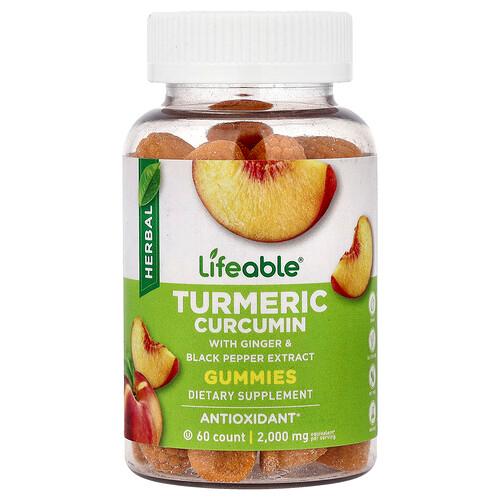 Lifeable Turmeric Curcumin Gummies Peach 60 Gummies