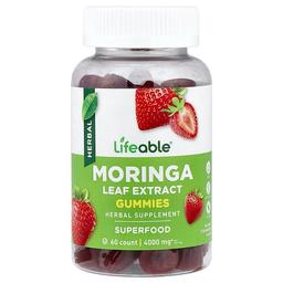 Lifeable Moringa Leaf Extract Gummies Natural Strawberry 60 Gummies 200 Mg Per Gummy