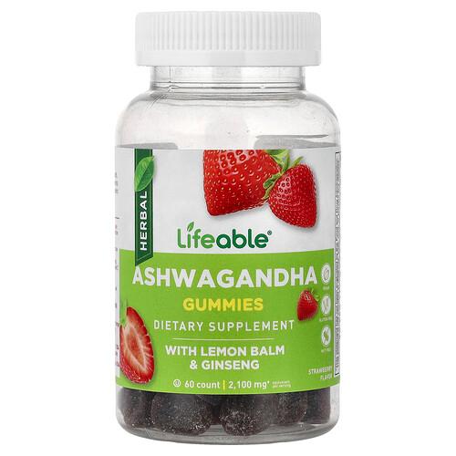Lifeable Ashwagandha Gummies With Lemon Balm Ginseng Strawberry 60 Gummies