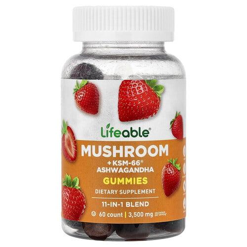 Lifeable Mushroom Ksm 66 Ashwagandha Gummies Strawberry 60 Gummies